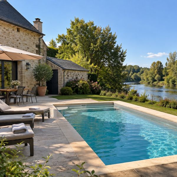 Image Locations avec piscine privée au bord de l’eau