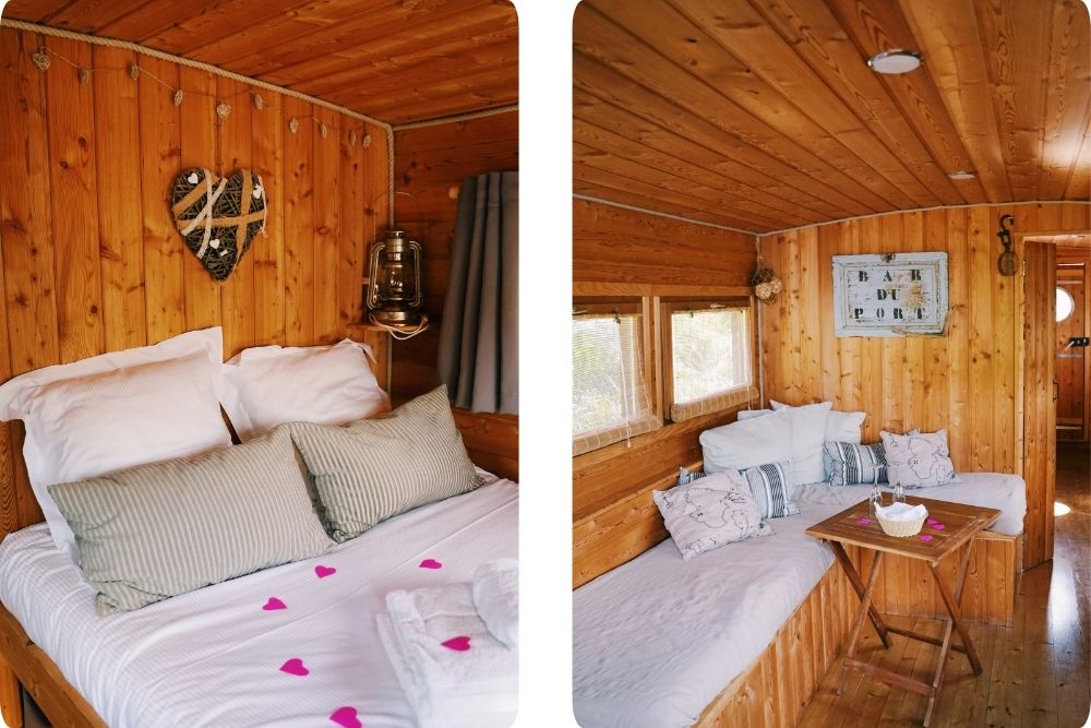 couchages de la toue reine sur la Loire