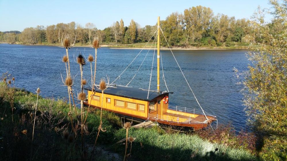 toue sur la Loire &agrave; Br&eacute;h&eacute;mont